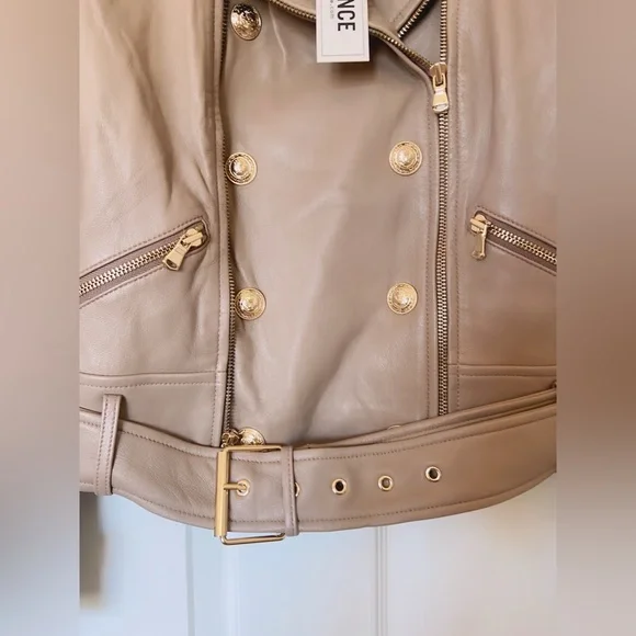 NWT $1395 L'agence Billie Belted Leather Jacket